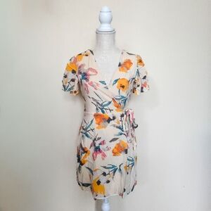 BCBG Generation, Floral Print Flowy Wrap Dress - S